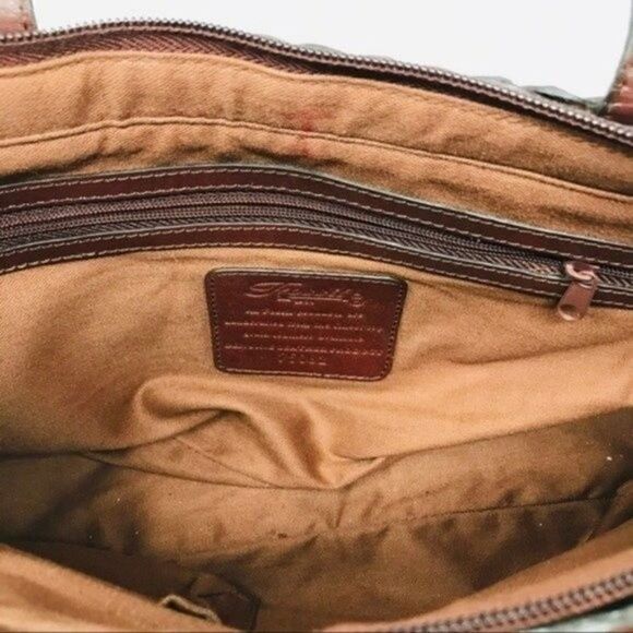 Fossil purse brown brown leather basket weaved large BoxV - Picture 5 of 7